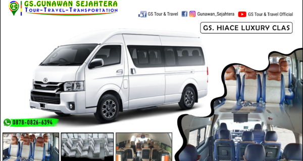 Sewa Hiace luxury pariwisata 14 kursi untuk perjalanan yang aman dan nyaman. gs tour travel transpport solusinya